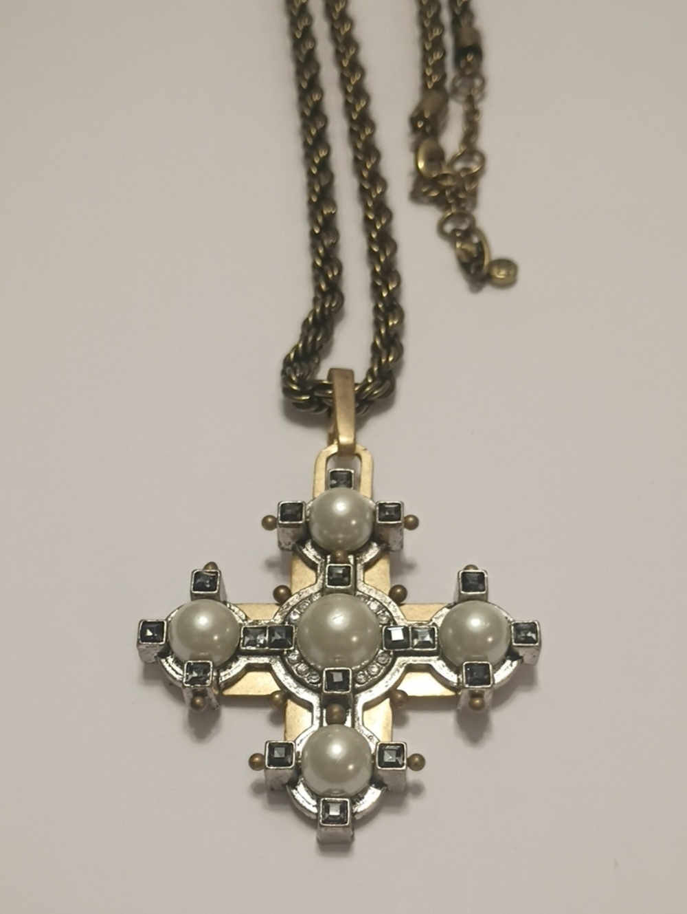 CAbi Gold-Tone Cross Pendant Necklace Stament